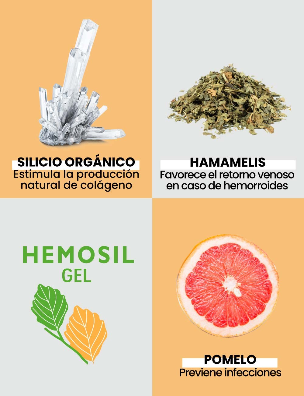 Silicium G7 Hemosil · gel tópico silicio orgánico para malestar hemorroidal