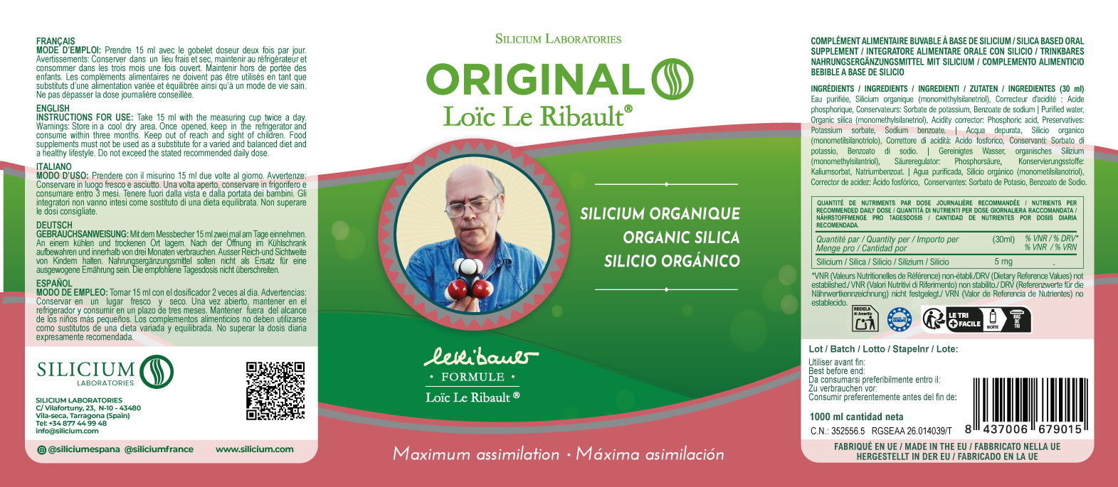 Silicium Original Loïc Le Ribault – Silicio Organico Minerale per Articolazioni e Ossa | 1L